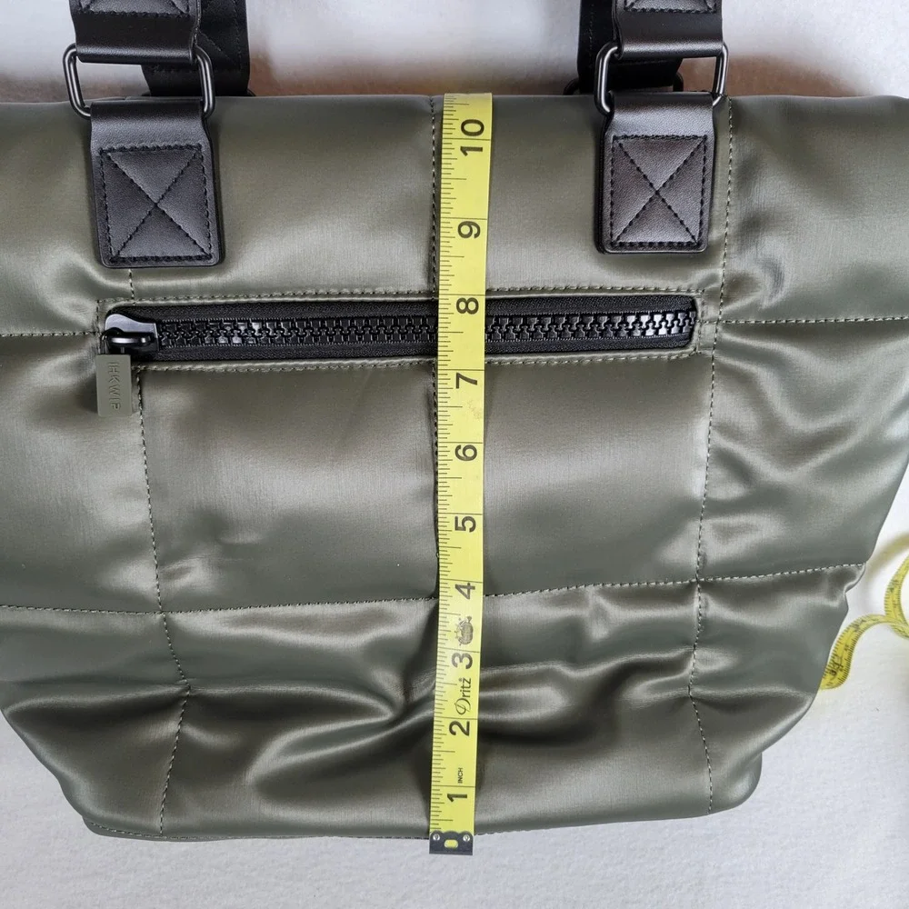 IHKWIP Womens Checkmate Shoulder Tote Padded Quilted Puffer Bag Medium Green